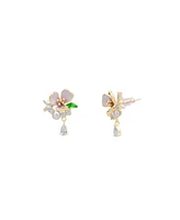 Spero London Pansy Violet Floral Earring Sterling Silver