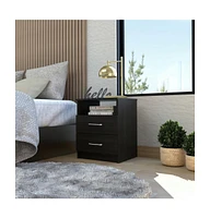 Nightstand with Open Compartment and Two Drawers for Bedroom Storage and Bedside Use