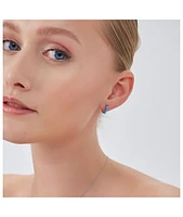 Spero London Beaded Blue Opal Huggie Hoop Earrings