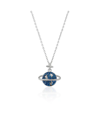 Spero London Blue Saturn Jewelled Sterling Silver Necklace