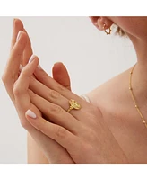 Spero London Sun Face Embossed Sterling Silver Medal Ring