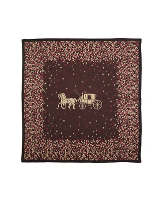 Coach Women's Horse and Carriage Tea Rose Printed Silk Scarf