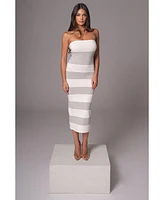 Jluxlabel Women's Striped Strapless Midi Dress