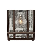 Jardin du Jour Sierra Craftsman Rustic Farmhouse Outdoor Wall Light Fixtures Set of 2 Rubbed Bronze 11" Seedy Glass for Exterior Barn Deck House