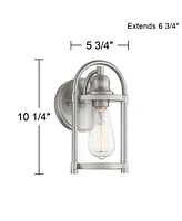 Avani Rustic Farmhouse Outdoor Wall Light Fixture Brushed Nickel 10 1/4" Clear Glass for Exterior Barn Deck House Porch Yard Patio Outside Garage