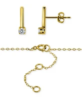 Giani Bernini Cubic Zirconia Bar Statement Necklace & Drop Earrings Set 18k Gold over Sterling Silver (also Silver), Exclusively at Mac