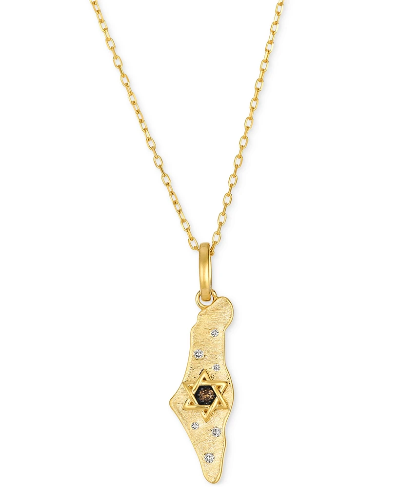 Le Vian Chocolate Diamond & Vanilla Diamond Star of David Scatter Nugget Adjustable 19" Pendant Necklace (1/20 ct. t.w.) in 14k Gold