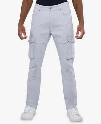 Raw X Men's Rip And Repair Cargo Pocket Jeans