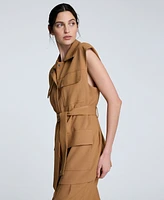 Kenneth Cole Women's Vision Twill Belted Cargo Vest