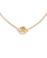 Coach Faux Cultivated Pearl Signature Tea Rose Slider Bracelet