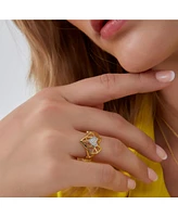 Spero London Geometric Heart Adjustable Ring Sterling Silver