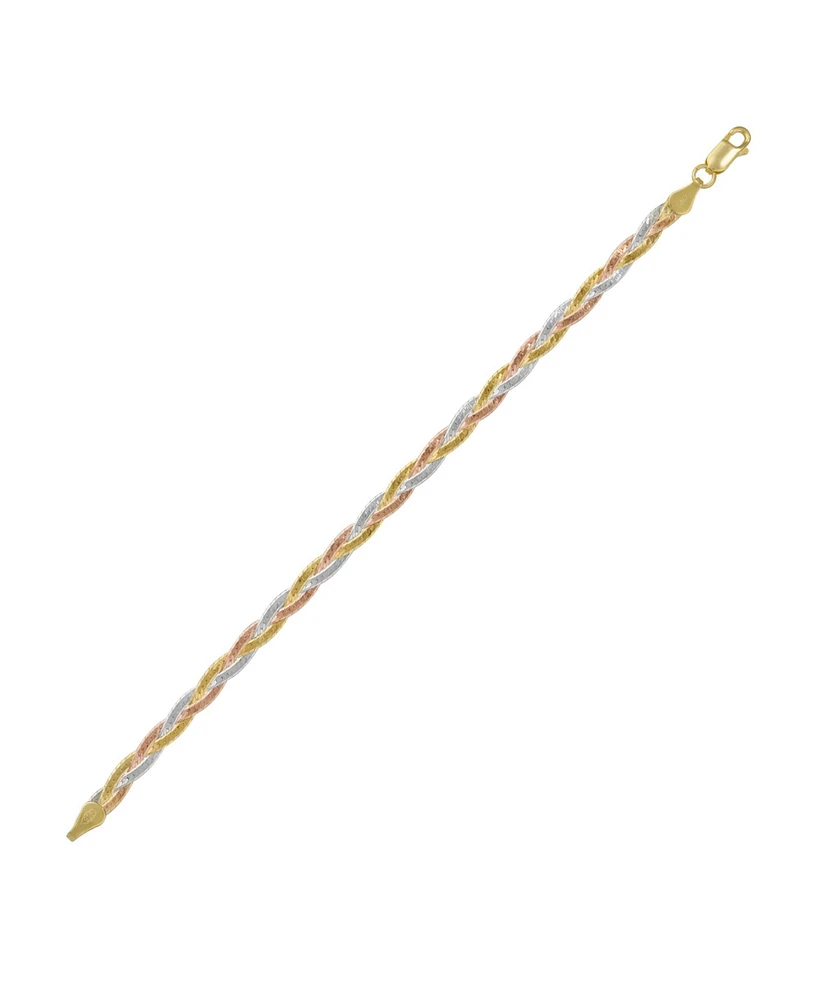 Spero London Gold Rose Gold and Silver Spiral Sterling Silver Flat Bracelet