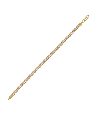 Spero London Gold Rose Gold and Silver Spiral Sterling Silver Flat Bracelet