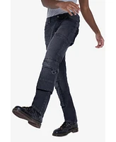 Raw X Men's All Over Cargo Pocket Straight Fit Fashion Jeans