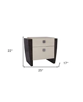 Two-Drawer Mirrored Nightstand with Ample Storage and Wood Construction