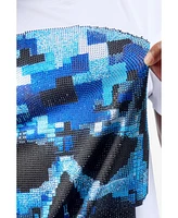 heads or tails Men's Pixel Skull Rhinestone Crew T-Shirt
