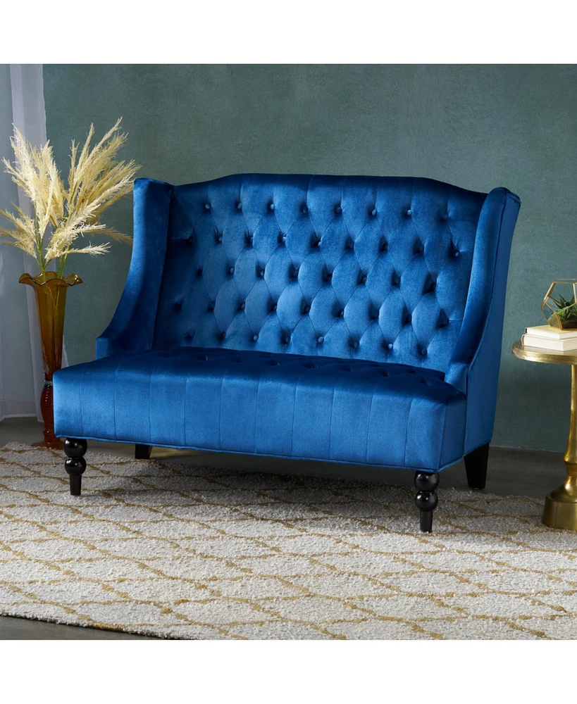 Glam Velvet Loveseat: Modern Wingback Design