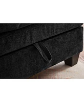 51" Chenille Chaise Lounge with Ottoman & Storage