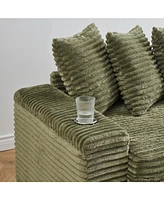 Green Corduroy Sofa w/ Cup Holders, Lockers & Reversible Chaise