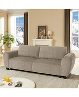 Corduroy Sleeper Sofa Couch with Storage - Light Brown