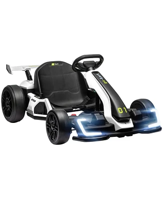 24V 7.5 Mph Electric Go Kart with Adjustable Seat, Drifting Car Battery Powered Ride on Toy Outdoor with Slow Start, Button Start, Music, Honking Horn