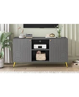 Modern Tv Stand with Adjustable Shelf, Metal Legs