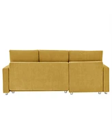 Convertible Sleeper Sofa Bed: 90" L-Shaped Sectional with Pull-Out Bed