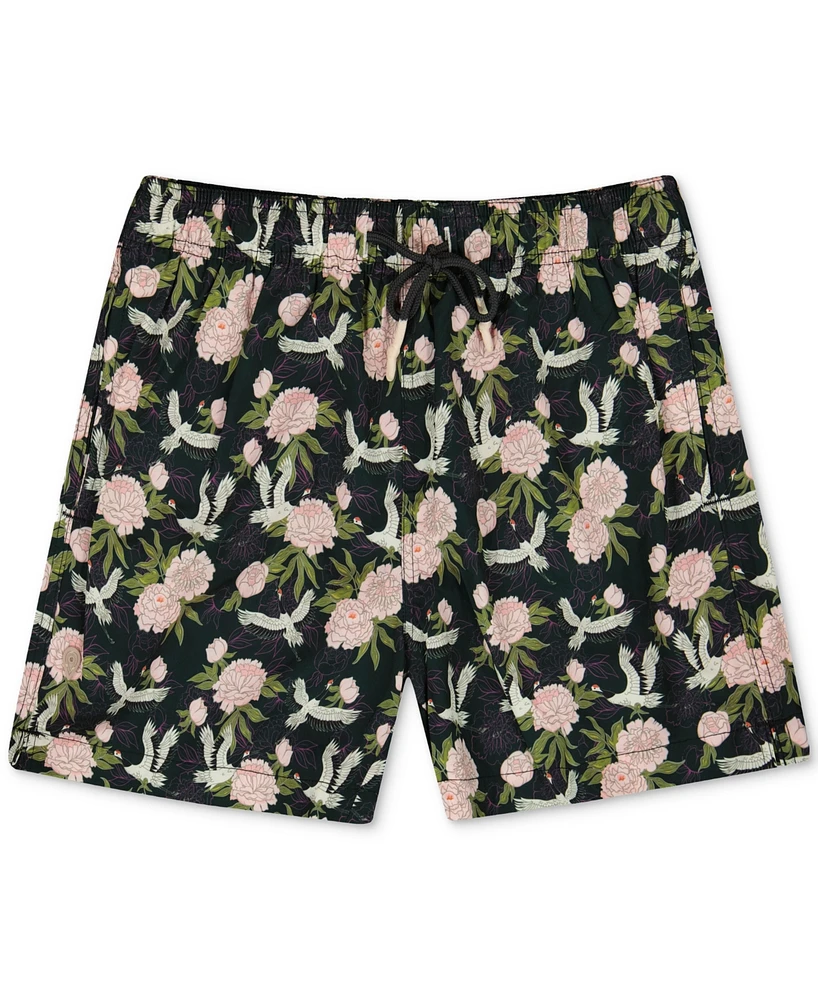 Sunset and Vines Men's Floral Woven Swim Trunks