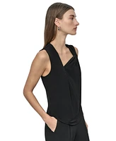 Dkny Petite Asymmetric Sleeveless Top