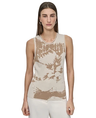 Dkny Petite Printed Sleeveless Knit Top