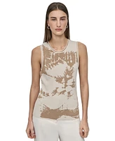 Dkny Petite Printed Sleeveless Knit Top