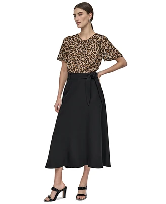 Dkny Petite Tie-Waist Midi Skirt