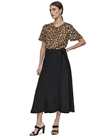 Dkny Petite Tie-Waist Midi Skirt