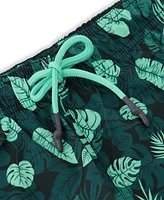 Sunset and Vines Men's Leaf-Pattern Woven Swim Trunks