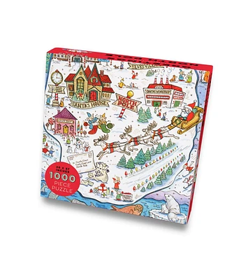 1000 Piece Greetings From The North Pole Map Christmas Jigsaw Puzzle
