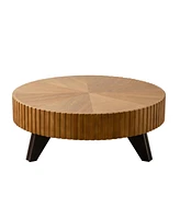 35.4 "Round Retro Coffee Table, Coffee Table Suitable For Coffee and Home Decor, Natural