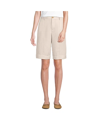 Lands' End Women's Linen Blend High Rise Pintuck 12" Bermuda Shorts