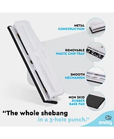 3 Hole Punch Heavy Duty, 3 Ring Hole Puncher for Binder, 10 Sheet Adjustable Paper Punch, Metal Three Hole Punch with Built-in Waste Chip Tray, Deskto