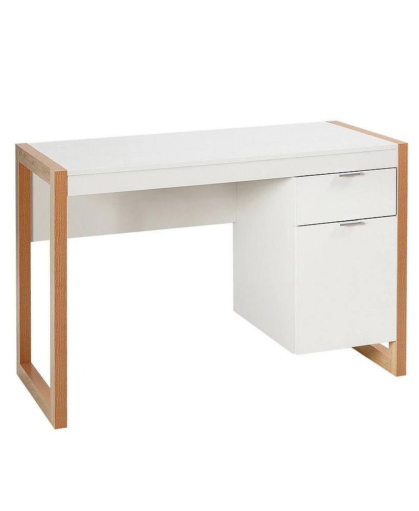 Modern Computer Desk Writing Workstation with Cabinet and Drawer