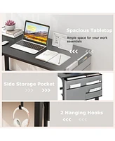48 Inch Rolling Computer Desk with Metal Frame for Home Office