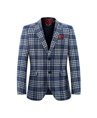 Elie Balleh Boys Slim Fit Buffalo Plaid Blazer