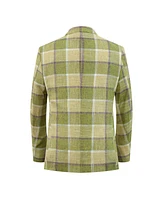 Elie Balleh Boys Green Slim Fit Plaid Blazer