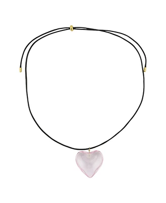 Pink Glass Heart Necklace