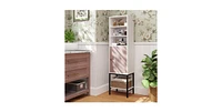 57 Inch Bathroom Tall Cabinet with 1 Door and 4 Shelves Narrow Storage Unit with Adjustable Shelves