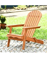 Gymax Eucalyptus Adirondack Chair Foldable Outdoor Wood Lounger Chair