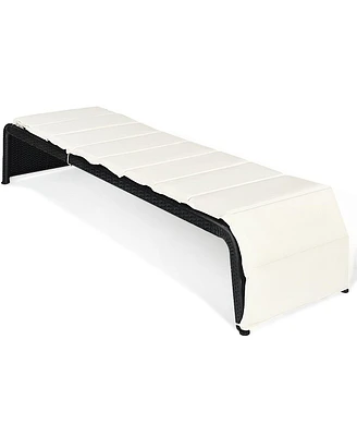 Gymax Adjustable Rattan Recliner Chaise Lounge Chair w/ Cushion Outdoor Patio