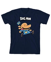 Dog Man Boys Running Youth Navy Crew Neck Short Sleeve T-shirt-xl