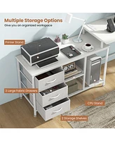 L-shaped Computer Desk with Power Outlet for Working Studying Gaming