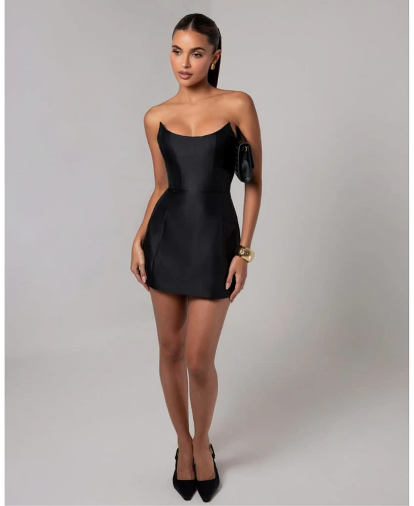 Heiress Beverly Hills Women's Strapless Sheen Corset Mini Dress