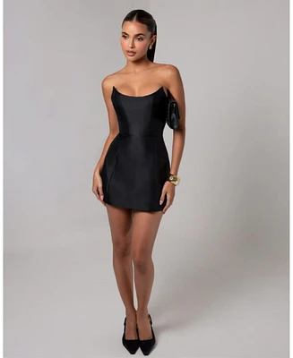 Heiress Beverly Hills Women's Strapless Sheen Corset Mini Dress